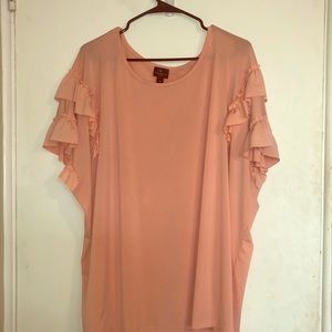 Worthington brand 3x orange ruffle sleeved blouse